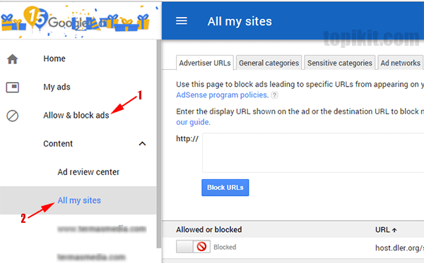 Memblokir iklan AdSense berbasis minat dan demografi