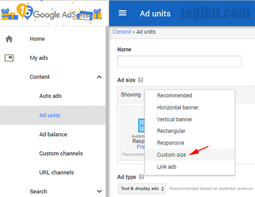 Membuat unit iklan AdSense berukuran khusus