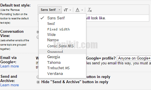 Mengubah mengganti jenis huruf font default GMail