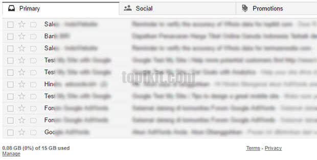 Mengubah jumlah email ditampilkan di inbox GMail