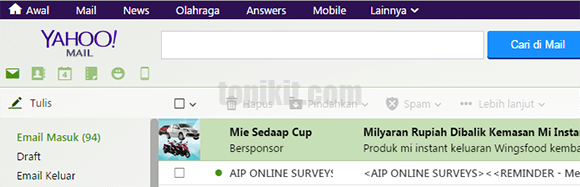 Mengubah mengganti tema latar background theme Yahoo! Mail